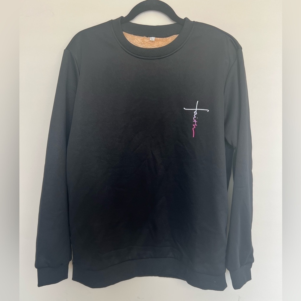 Faith sweatshirt black fleece interior Size L - Picture 2 of 5